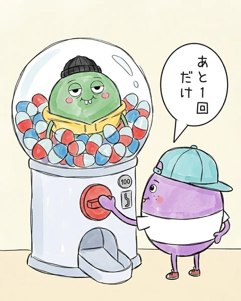 イラスト「あと１回だけ」